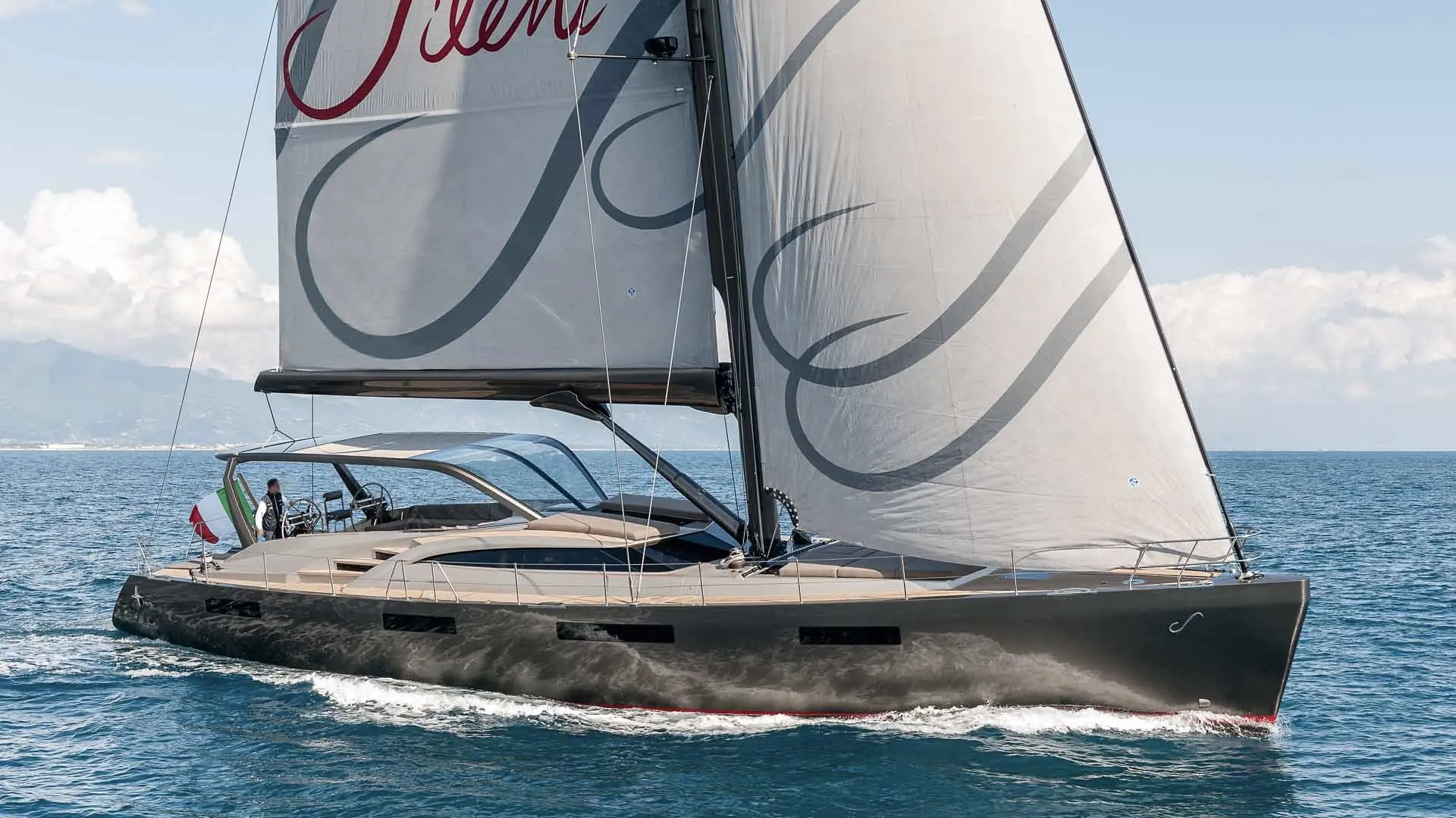 Admiral Silent 76 sailing yacht underway and represented by Alvea Yachts